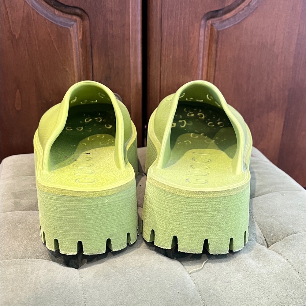 Gucci Lime Green Platform Clogs - image 4